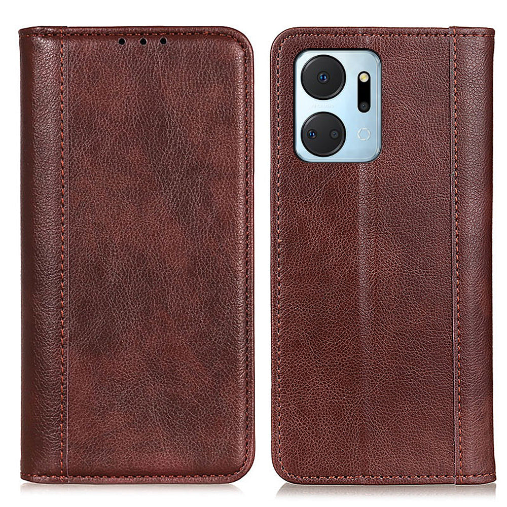 For Honor X7a 5G Split Leather Cell Phone Case Litchi Texture Shockproof Stand Wallet Cover For Honor X7a 5G Split Leather Cell Phone Case Litchi Texture Shockproof Stand Wallet Cover